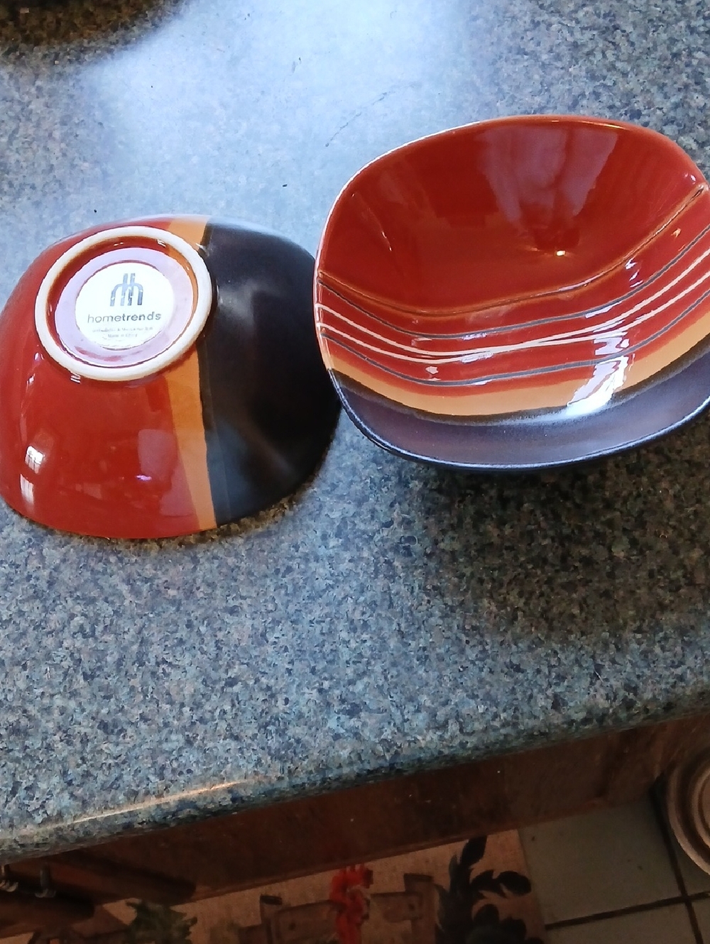 Rust Orange and Brown Striped Cereal Bowl - 2 Pack Hometrends